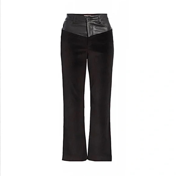 Alice + Olivia Lamb Skin & Corduroy Flare Jeans - Picture 7 of 7